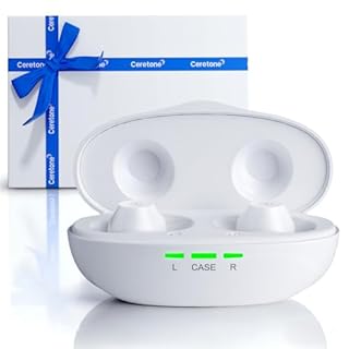 Ceretone OTC Hearing Aids Rechargeable for Seniors with Intricon® Digital Chip, Auto Turn On&Off, Noise Reduction, Ceretone Great Gift (Not Amplifiers), White