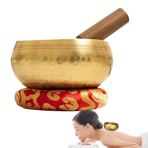 Bol chantant tibétain pour méditation yoga avec maillet et coussin