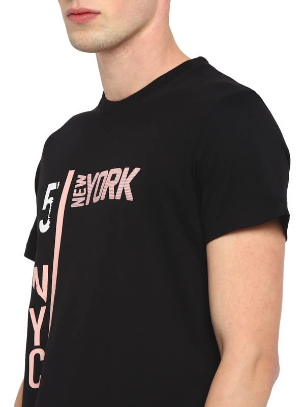 Image of AMERICAN CREW Printed Round Neck T-Shirt for Men