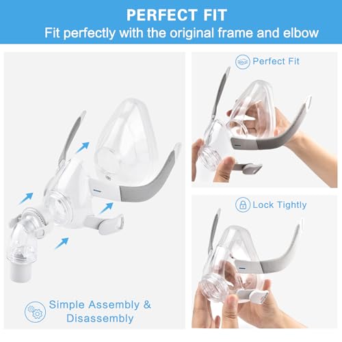 Image of Replacement Cushion for ResMed Airfit F20, Compatiable with Orignal Airfit F20 Frame & Elbow,Replacement Full Face CPAP Mask Cushion,Soft & Durable, Cover Nose and Mouth, 1 Pack, Large
