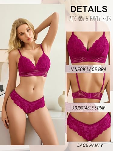 Image of Avidlove Lingerie Set for Women Sexy Lace Bra and Panty Sets 2 Piece Lace Bralette Set