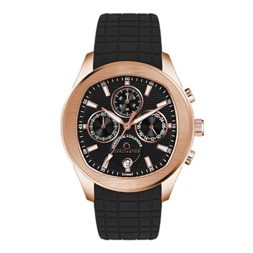 Carlington Legacy Series Men's Analog Chronograph Watch Rose Black - Image 2