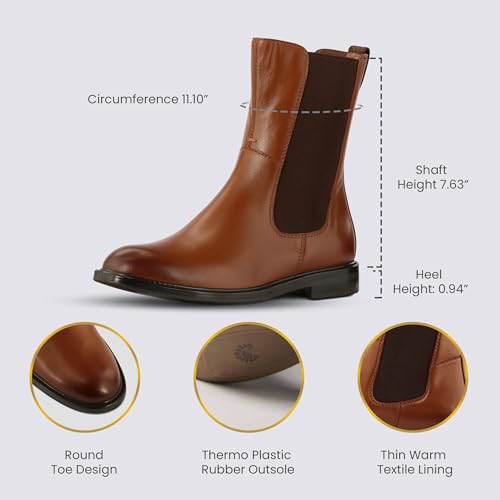 JATAREA Ankle Boots for Women - Stylish Leather with Block Heel Chelsea - Comfortable & Easy Wear Womens Bootie - Cushioned Insole for Comfort - Fashionable and Versatile Design - BELA 6