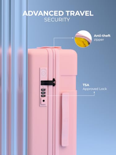 Image of EUME Classic Cabin 55 Cm Trolley Bag Small Size for Travel, Pink Blaze | Polycarbonate (PC) 8 Hinomoto Wheels Suitcase | Small Trolley Bag for Luggage