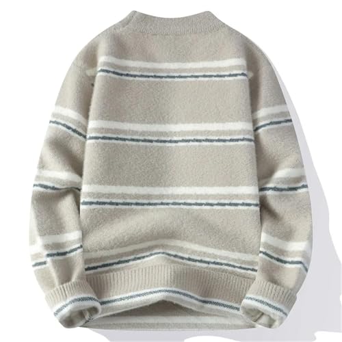 Men Stripe Sweater Vintage Crew Neck Knitted Pullover Sweaters Loose Harajuku Jumper Top2