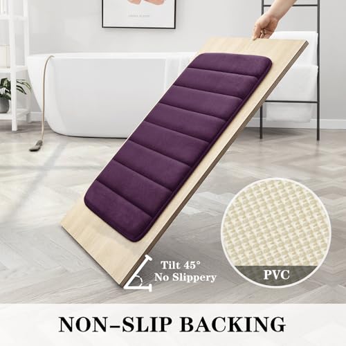 BYSURE Purple Memory Foam Bathroom Rug Set 3 Piece, Non Slip Extra Soft Absorbent Machine Washable Toilet Bath Toilet Mat (17"x24"+20"x32"+U Shape 20"x24") by BYSURE - Image 3