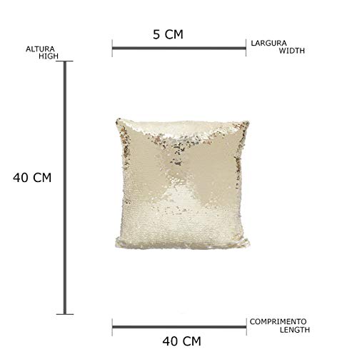Urban Capa de Almofada Poliester Double Face, 45 x 45 cm, Dourado/Branco