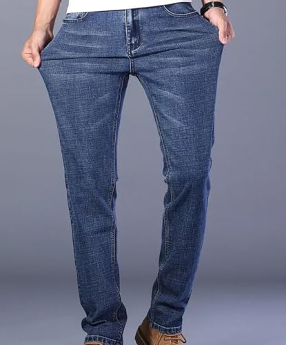 Men’S Casual Loose Fit Straight Leg Patchwork Denim Pants Button Fly Midweight Light Ankle Length Trendy Trousers Jeans4