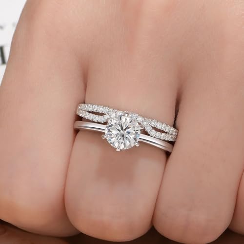 Wuziwen Curved Wedding Bands for Women Sterling Silver Infinity Eternity Rings for Engagement Ring Cubic Zirconia3