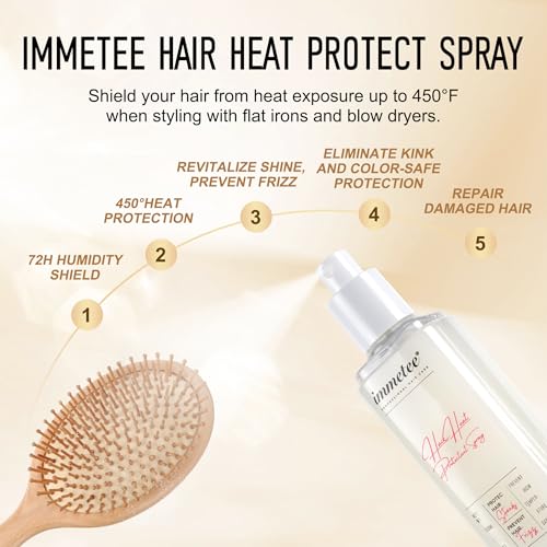 immetee Spray Protector del Calor, Protector Térmico para el Cabello, Spray Protector Térmico para el Cabello Hidratante y Control del Encrespamiento(150ml/5.07oz) - imagen 5