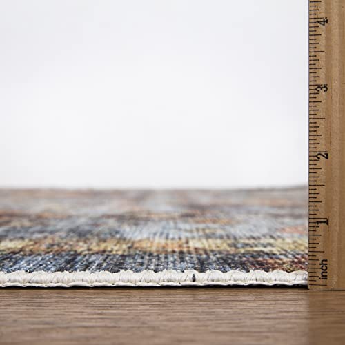 Bloom Rugs Washable Non-Slip 3' X 5' Rug - Blue/Orange Traditional Bordered Area Rug For Living Room, Bedroom, Dining Room, And Kitchen - Exact Size: 3' X 5' #TOP6