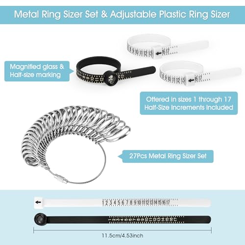 nulink ring sizer measuring tool us stainless steel ring size 0-13 with half size 3 pcs finger ring sizer measure gauge