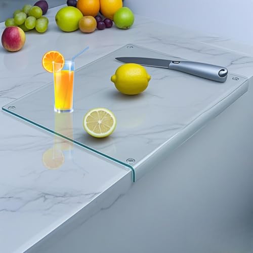 Comparison: Best Cutting Board To Leave On Counter 5 Clear Tempered Glass Cutting Board for kitchen with Counter Lip,Glass Chopping Board, Scratch-Resistant,Non-Slip (Clear)