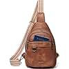 Leresas Sling Bag for Women Crossbody Bag Fanny Packs Cross Body Handbag Over the Shoulder Bag Trendy Gifts Vegan Leather Travel Purses Anti Theft Brown