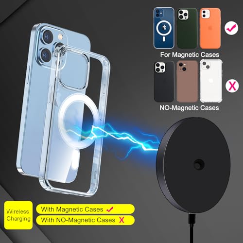 HAFOKO Magnetic Cell Phone Selfie Stick Tripod with 1/4" Magnetic Wireless Charging Tripod Mount Extendable Mini Desktop Smartphone Tripod compatibel for Magsafe iPhone 16/15/14/13/12 Pro Max