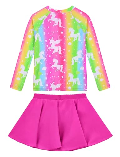 Image of Snowheart Girls Rash Guard Swimsuit Set Long Sleeve Bathing Suit Two Piece 3-12 Years