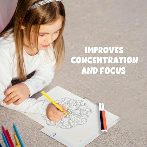ToyMagic Mystical Mandala Coloring DIY Art & Craft Set|Includes 8 Printed Sheet for Coloring with 12 Sketch Pens|Creative Sets Learning & Activity Toy|Birthday Gift for Kids|Made in India - Image 4 thumbnail