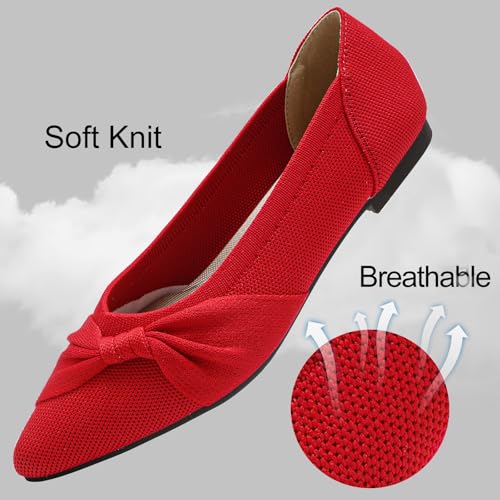 Image of HIULYCENCE Pointed Toe Flats for Women Ballet Flats | Comfortable Dressy Knit Lightweight Casual for Work Office Womens Flats