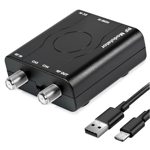 HDMI to RF Modulator, VHF RF Modulator HDMI Coaxial Converter, HDM61 HDMI RF Modulator Adapter, Supports TV NTSC Format Output, 1080P PLL Control, for Home TV Game Console