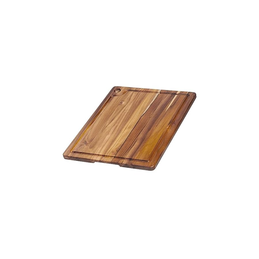 Teakhaus-Marine-Cutting-Board-with-Juice-Groove-Large-Rectangle-Cutting-Board-with-Corner-Hole-Reversible-Teak-Edge-Grain-Wood-Knife-Friendly-FSC-Certified Teakhaus Marine Cutting Board with Juice Groove - Large Rectangle Cutting Board with Corner Hole - Reversible Teak Edge Grain Wood - Knife Friendly - FSC Certified