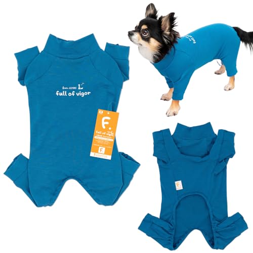 ダックス 温度調節 機能付き 長袖 スキンウエア お部屋着 ロンパース 犬の服 フルオブビガー 7/ブルー DM