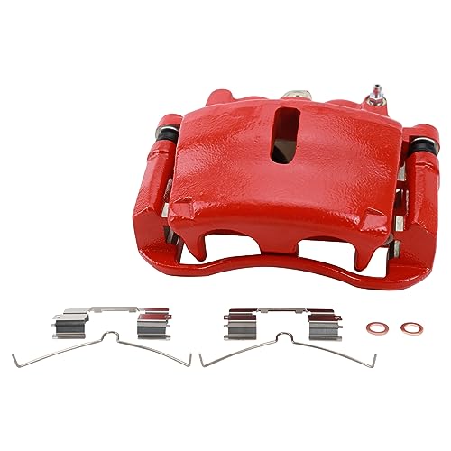 Image of TRQ Front Brake Caliper Set Painted Red Brackets Compatible with 2004 Ford F 150 2004 F 150 Heritage 2005-2008 F 150 2006-2008 Lincoln Mark LT