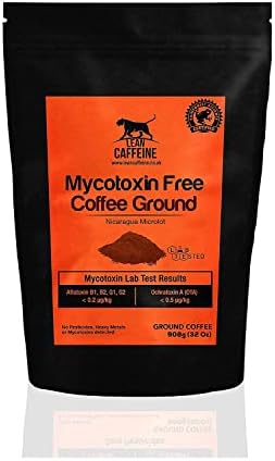 Lean Caffeine Nicaragua Ground Coffee | Super Clean Mycotoxin Free Bulletproof Coffee | Dark Roasted, Low Acid Keto Coffee - 908g