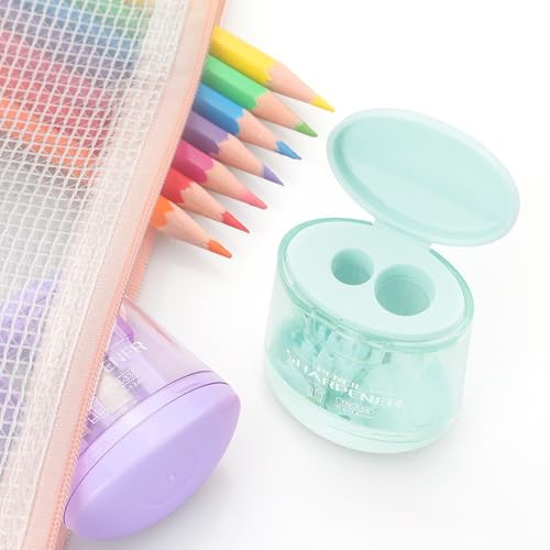 4 Pack Pencil Sharpeners Manual Dual Holes Compact Colored Handheld Pencil Sharpener for Kids, School, Office