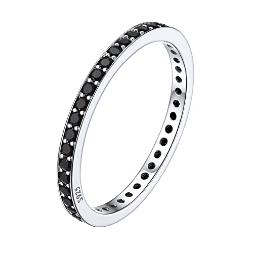 ChicSilver ChicSilver Personalized 2MM 925 Sterling Silver CZ Cubic Zirconia Stackable Ring Eternity Wedding Engagement Band for Women Size 4-12, Silver/Rose Gold Plated