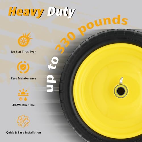 Nuphtun 13 Inch 4.00-6 Flat Free Tire and Wheel Replacement for Gorilla Cart with 5/8" & extra 3/4" Bearings, 4.00-6 Wheelbarrow Tire, 13" Garden Cart Wheels, Trailer Turf Tire, 2 Pack by Nuphtun - Used condition - Image 7