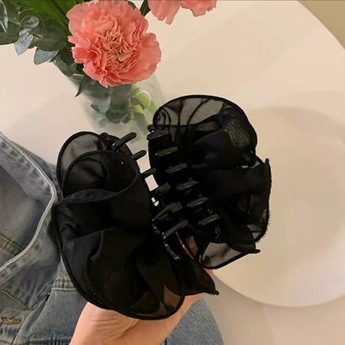 2PCS Large Chiffon Rose Hair Claw Clip miniatura 4