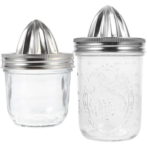 BESPORTBLE Exprimidor manual de 2 piezas de acero inoxidable para limones y naranjas, práctico exprimidor manual para jar, fácil de limpiar y ahorrar espacio