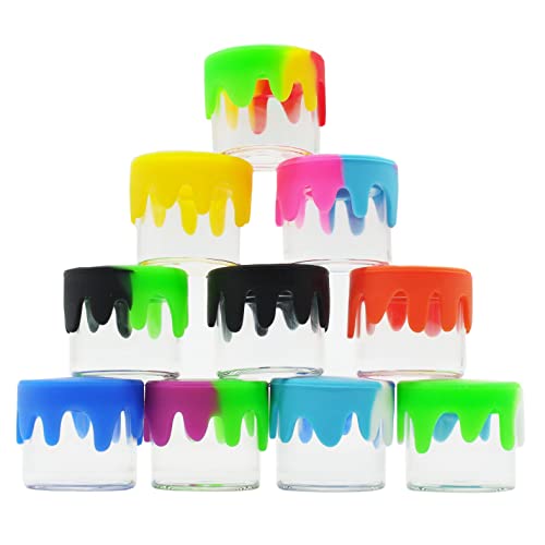 KUVIS 6ml Silicone Glass Wax Containers Airtight with Silicone Lid Concentrate Jar Multi Use (10)