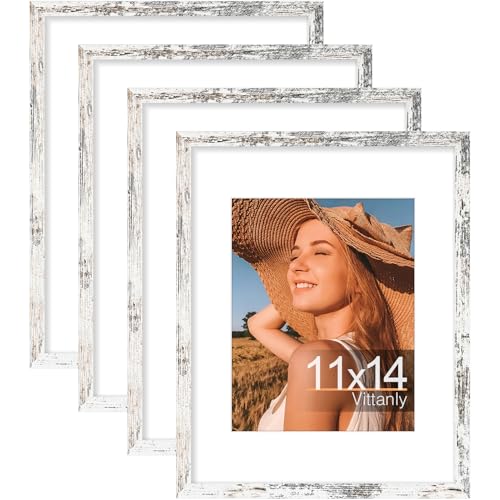 Vittanly 11x14 Picture Frame Set of 4, Display Pictures 8x10