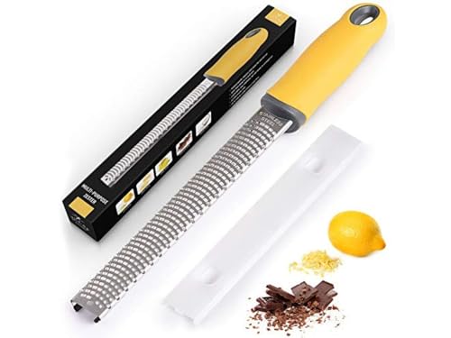 Zulay Kitchen Cheese Grater & Zester - Stainless Steel Lemon Zester Tool - Kitchen Grater & Zester - Perfect for Cheese, Chocolate, Coconut, Nutmeg, Ginger & Citrus