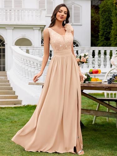 Image of Miusol Women's Vintage V-Neck Sequined Split Formal Evening Maxi Dress