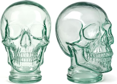 Viste-lo Dekorativer Mannequinkopf, Kopf aus recyceltem Glas, Display für Glaszubehör, Hutständer, Mützen, Helme und mehr, hergestellt aus recyceltem Glas. (SCHÄDEL)