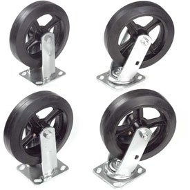 Global Industrial Mold-On Rubber Caster Kit 2 Swivel, 2 Rigid, 8