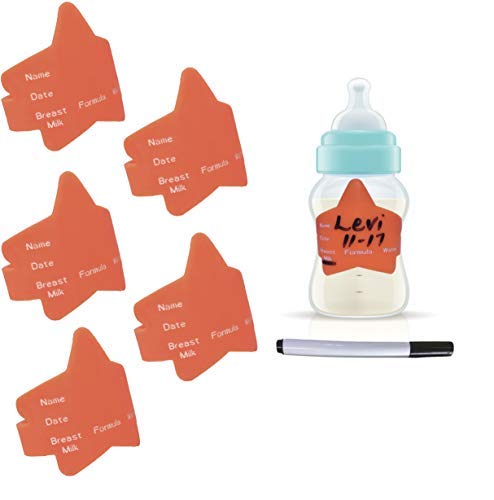 Tot Tots-The Fastest- Baby Bottle Label Bands for Daycare-Reusable-Waterproof- Silicone (Neon Orange)