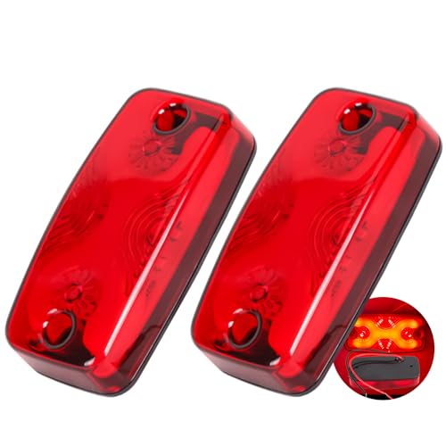 NEW SUN Premium 2Pcs Trailer Top & Side Marker Lights, IP 67, Halo Neon Design for Turn, Stop, Tail Lamps for Truck, Camper, RV, Van,Bus, 16 Red LEDs, 4