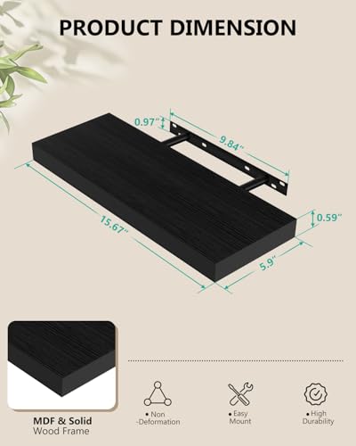 Image of WALI Floating Shelves for Wall, 1 Tier Bathroom Storage Shelf Over Toilet, for Bedroom Bookshelf, Living Room Decor, Kitchen, Nursery, Laundry, Soundbar Floating Shelf Mount Under TV (CS101L), Black