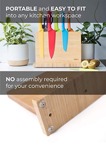 Magnetic Knife Block without Knives - Pre-Assembled Double Sided Knife Storage - Magnetic Kitchen Knife Holder Great as a Steak Knife Block Universal for Home Kitchen Counter Organization Knife Block