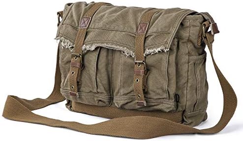 GOOTIUM Canvas Messenger Bag - Vintage Shoulder Bag Frayed Style Boho Purse — 사진 4
