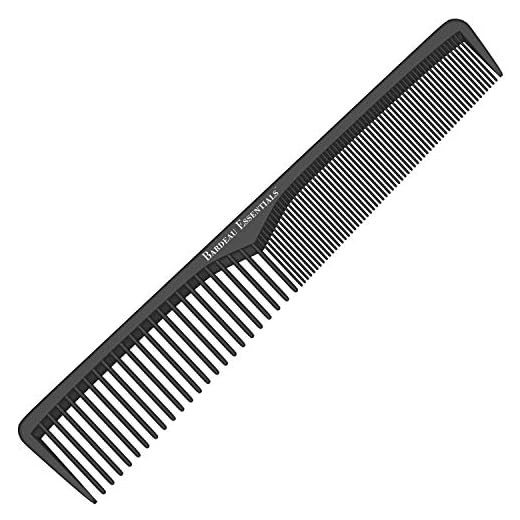 Bardeau Essentials Professional 7 Inch Black Carbon Fiber Anti Static Chemical And Heat Resistant Comb For All Hair Types | Fine and Wide Tooth Comb For Men and Women