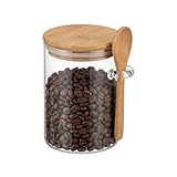 QUUPY Bocal en verre de 450 ml avec couvercle hermétique et cuillère   Bocal de conservation alimentaire en verre avec couvercle pour farine, sucre, café, collations et bonbons