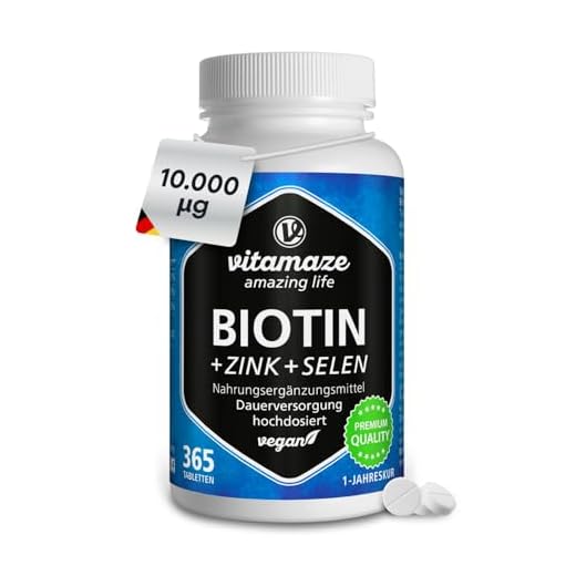 Biotin hochdosiert 10.000 mcg + Selen + Zink für Haarwuchs, Haut & Nägel - Der VERGLEICHSSIEGER* - 365 vegane Tabletten für 1 Jahr, Natürliche Nahrungsergänzung ohne Zusatzstoffe