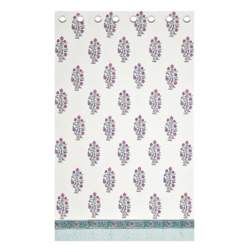 Image of BLOCKS OF INDIA Hand Block Printed Cotton Linen Daylight Door Curtain (Style 7, Door 7 FEET)