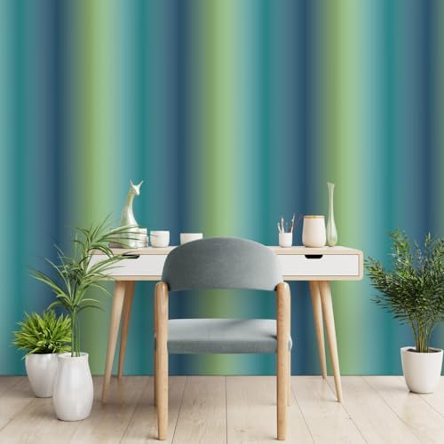 WPE® Ombre Stripe Wallpaper - Stylish Green, Teal, and Blue Gradient Wall Decor for Home Interiors
