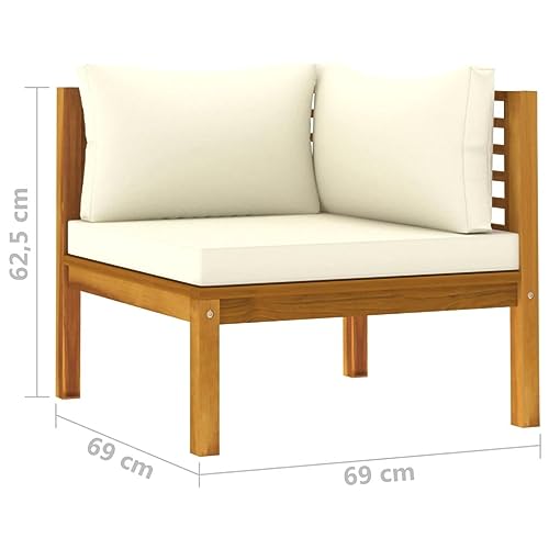 allesoky Comfortable Outdoor Sofa Set - Acacia Wood Two-Seater Furniture with Cushions Stylish and Durable Garden Couch-Cream