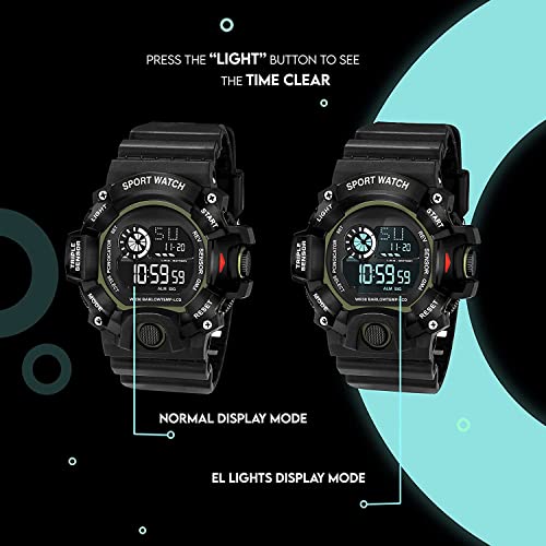 Image of Acnos Digital Sports Watch - Rugged Outdoor Multi-Function Countdown Timer & Alarm (WR30 Water-Resistant)